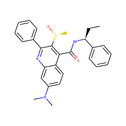 CC[C@H](NC(=O)c1c([S@+](C)[O-])c(-c2ccccc2)nc2cc(N(C)C)ccc12)c1ccccc1 ZINC000066074534