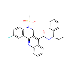 CC[C@H](NC(=O)c1c(CN(C)S(C)(=O)=O)c(-c2cccc(F)c2)nc2ccccc12)c1ccccc1 ZINC000040919240