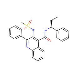 CC[C@H](NC(=O)c1c(NS(C)(=O)=O)c(-c2ccccc2)nc2ccccc12)c1ccccc1 ZINC000043169621