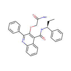 CC[C@H](NC(=O)c1c(OCC(N)=O)c(-c2ccccc2)nc2ccccc12)c1ccccc1 ZINC000013795712