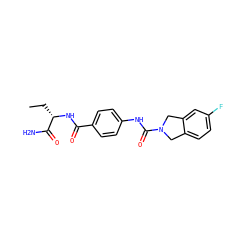 CC[C@H](NC(=O)c1ccc(NC(=O)N2Cc3ccc(F)cc3C2)cc1)C(N)=O ZINC000166840963