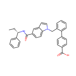 CC[C@H](NC(=O)c1ccc2c(ccn2Cc2ccccc2-c2ccc(C(=O)O)cc2)c1)c1ccccc1 ZINC000198621433