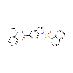 CC[C@H](NC(=O)c1ccc2c(ccn2S(=O)(=O)c2cccc3ccccc23)c1)c1ccccc1 ZINC000206021539