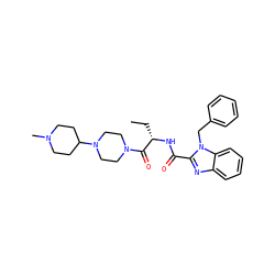 CC[C@H](NC(=O)c1nc2ccccc2n1Cc1ccccc1)C(=O)N1CCN(C2CCN(C)CC2)CC1 ZINC000040423721
