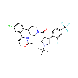 CC[C@H](NC(C)=O)c1cc(Cl)ccc1C1CCN(C(=O)[C@H]2CN(C(C)(C)C)C[C@@H]2c2ccc(C(F)(F)F)cc2F)CC1 ZINC000029043184
