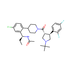 CC[C@H](NC(C)=O)c1cc(Cl)ccc1C1CCN(C(=O)[C@H]2CN(C(C)(C)C)C[C@@H]2c2ccc(F)cc2F)CC1 ZINC000029046107