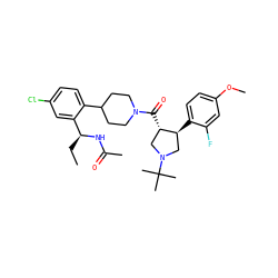 CC[C@H](NC(C)=O)c1cc(Cl)ccc1C1CCN(C(=O)[C@H]2CN(C(C)(C)C)C[C@@H]2c2ccc(OC)cc2F)CC1 ZINC000029043274