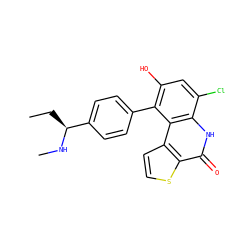 CC[C@H](NC)c1ccc(-c2c(O)cc(Cl)c3[nH]c(=O)c4sccc4c23)cc1 ZINC000149319372