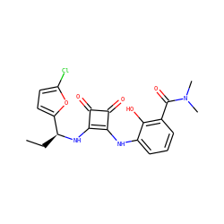 CC[C@H](Nc1c(Nc2cccc(C(=O)N(C)C)c2O)c(=O)c1=O)c1ccc(Cl)o1 ZINC000101129419