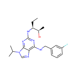 CC[C@H](Nc1nc(NCc2cccc(F)c2)c2ncn(C(C)C)c2n1)[C@@H](C)O ZINC000096177791