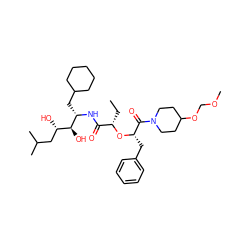 CC[C@H](O[C@@H](Cc1ccccc1)C(=O)N1CCC(OCOC)CC1)C(=O)N[C@@H](CC1CCCCC1)[C@@H](O)[C@@H](O)CC(C)C ZINC000029464324