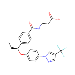 CC[C@H](Oc1ccc(-n2cc(C(F)(F)F)cn2)cc1)c1ccc(C(=O)NCCC(=O)O)cc1 ZINC000096269705