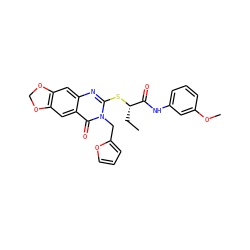 CC[C@H](Sc1nc2cc3c(cc2c(=O)n1Cc1ccco1)OCO3)C(=O)Nc1cccc(OC)c1 ZINC000002974229