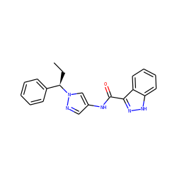 CC[C@H](c1ccccc1)n1cc(NC(=O)c2n[nH]c3ccccc23)cn1 ZINC000169347450