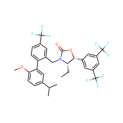 CC[C@H]1[C@@H](c2cc(C(F)(F)F)cc(C(F)(F)F)c2)OC(=O)N1Cc1cc(C(F)(F)F)ccc1-c1cc(C(C)C)ccc1OC ZINC000072109081