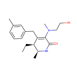 CC[C@H]1C(Cc2cccc(C)c2)=C(N(C)CCO)C(=O)N[C@H]1C ZINC000100082112