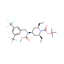 CC[C@H]1C[C@@H](N(Cc2cc(C(F)(F)F)cc(C(F)(F)F)c2)C(=O)OC)C[C@@H](CC)N1C(=O)OC(C)(C)C ZINC001772617301