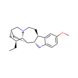 CC[C@H]1C[C@H]2C[C@H]3[C@H]4Nc5ccc(OC)cc5[C@@H]4CCN(C2)[C@@H]13 ZINC000101046531