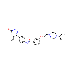 CC[C@H]1CC(=O)NN=C1c1ccc2nc(-c3cccc(OCCN4CCN([C@H](C)CC)CC4)c3)oc2c1 ZINC000139338697