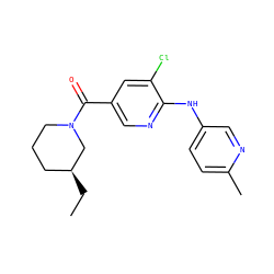 CC[C@H]1CCCN(C(=O)c2cnc(Nc3ccc(C)nc3)c(Cl)c2)C1 ZINC000045351911