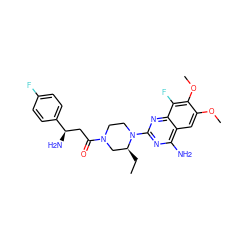 CC[C@H]1CN(C(=O)C[C@@H](N)c2ccc(F)cc2)CCN1c1nc(N)c2cc(OC)c(OC)c(F)c2n1 ZINC001772652715
