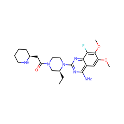 CC[C@H]1CN(C(=O)C[C@@H]2CCCCN2)CCN1c1nc(N)c2cc(OC)c(OC)c(F)c2n1 ZINC001772629969