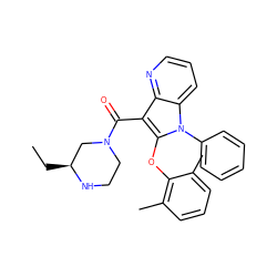 CC[C@H]1CN(C(=O)c2c(Oc3c(C)cccc3C)n(-c3ccccc3)c3cccnc23)CCN1 ZINC000072141249