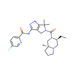 CC[C@H]1CN2CCC[C@@]2(C)CN1C(=O)N1Cc2c(NC(=O)c3ccc(F)cn3)n[nH]c2C1(C)C ZINC000114181427