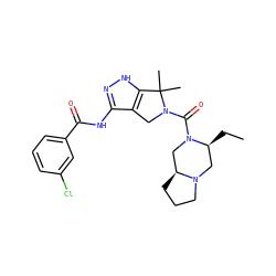 CC[C@H]1CN2CCC[C@H]2CN1C(=O)N1Cc2c(NC(=O)c3cccc(Cl)c3)n[nH]c2C1(C)C ZINC000114179640
