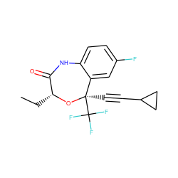 CC[C@H]1O[C@](C#CC2CC2)(C(F)(F)F)c2cc(F)ccc2NC1=O ZINC000006412095