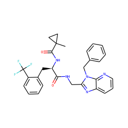 CC1(C(=O)N[C@H](Cc2ccccc2C(F)(F)F)C(=O)NCc2nc3cccnc3n2Cc2ccccc2)CC1 ZINC000029039516