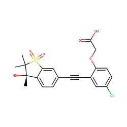 CC1(C)[C@@](C)(O)c2ccc(C#Cc3cc(Cl)ccc3OCC(=O)O)cc2S1(=O)=O ZINC000073195573