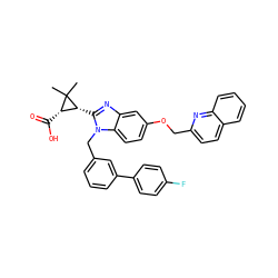 CC1(C)[C@@H](C(=O)O)[C@H]1c1nc2cc(OCc3ccc4ccccc4n3)ccc2n1Cc1cccc(-c2ccc(F)cc2)c1 ZINC000226136127