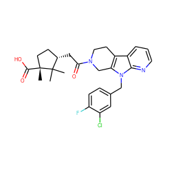 CC1(C)[C@@H](CC(=O)N2CCc3c(n(Cc4ccc(F)c(Cl)c4)c4ncccc34)C2)CC[C@@]1(C)C(=O)O ZINC000112993324