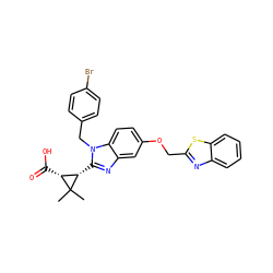 CC1(C)[C@@H](c2nc3cc(OCc4nc5ccccc5s4)ccc3n2Cc2ccc(Br)cc2)[C@H]1C(=O)O ZINC000219380442