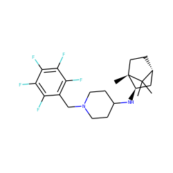 CC1(C)[C@@H]2CC[C@@]1(C)[C@H](NC1CCN(Cc3c(F)c(F)c(F)c(F)c3F)CC1)C2 ZINC000040894560