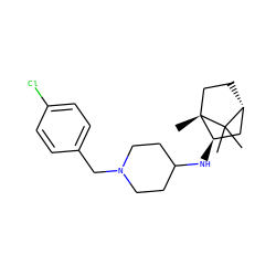 CC1(C)[C@@H]2CC[C@@]1(C)[C@H](NC1CCN(Cc3ccc(Cl)cc3)CC1)C2 ZINC000040894965