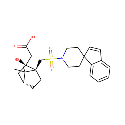 CC1(C)[C@@H]2CC[C@@]1(CS(=O)(=O)N1CCC3(C=Cc4ccccc43)CC1)[C@@](O)(CC(=O)O)C2 ZINC000003782522