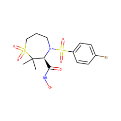 CC1(C)[C@H](C(=O)NO)N(S(=O)(=O)c2ccc(Br)cc2)CCCS1(=O)=O ZINC000013801758