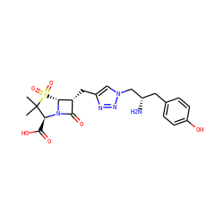CC1(C)[C@H](C(=O)O)N2C(=O)[C@@H](Cc3cn(C[C@@H](N)Cc4ccc(O)cc4)nn3)[C@H]2S1(=O)=O ZINC000025963637