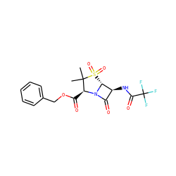 CC1(C)[C@H](C(=O)OCc2ccccc2)N2C(=O)[C@H](NC(=O)C(F)(F)F)[C@H]2S1(=O)=O ZINC000026381914