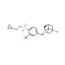 CC1(C)[C@H]2C[C@@H](Nc3ccc(S(=O)(=O)NCC4CC4)c(C(F)(F)F)c3)C[C@]1(C)C2 ZINC000141002971