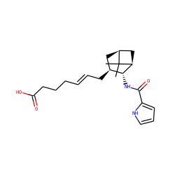 CC1(C)[C@H]2C[C@H](C/C=C/CCCC(=O)O)[C@@H](NC(=O)c3ccc[nH]3)[C@@H]1C2 ZINC000026493871