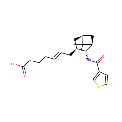 CC1(C)[C@H]2C[C@H](C/C=C/CCCC(=O)O)[C@@H](NC(=O)c3ccsc3)[C@@H]1C2 ZINC000026494824