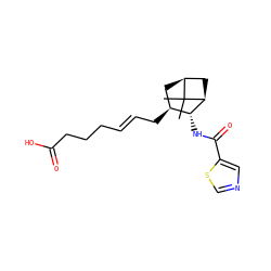 CC1(C)[C@H]2C[C@H](C/C=C/CCCC(=O)O)[C@@H](NC(=O)c3cncs3)[C@@H]1C2 ZINC000026489050