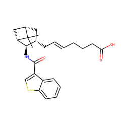 CC1(C)[C@H]2C[C@H](C/C=C/CCCC(=O)O)[C@@H](NC(=O)c3csc4ccccc34)[C@@H]1C2 ZINC000026496491