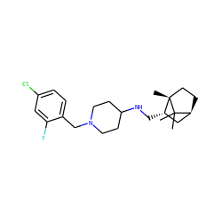 CC1(C)[C@H]2CC[C@@]1(C)[C@@H](CNC1CCN(Cc3ccc(Cl)cc3F)CC1)C2 ZINC000101631382