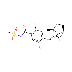 CC1(C)[C@H]2CC[C@@]1(C)[C@@H](Oc1cc(F)c(C(=O)NS(C)(=O)=O)cc1Cl)C2 ZINC000261133269