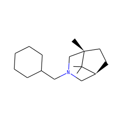 CC1(C)[C@H]2CC[C@@]1(C)CN(CC1CCCCC1)C2 ZINC000101249870
