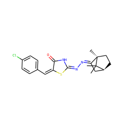 CC1(C)[C@H]2CC[C@]1(C)/C(=N/N=C1\NC(=O)/C(=C\c3ccc(Cl)cc3)S1)C2 ZINC000008968547